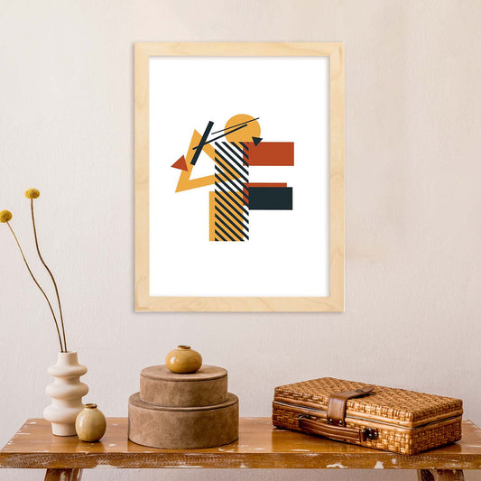 Poster de letra F. Lámina estilo Geometria con formas con imágenes del alfabeto.-Artwork-Nacnic-Nacnic Estudio SL