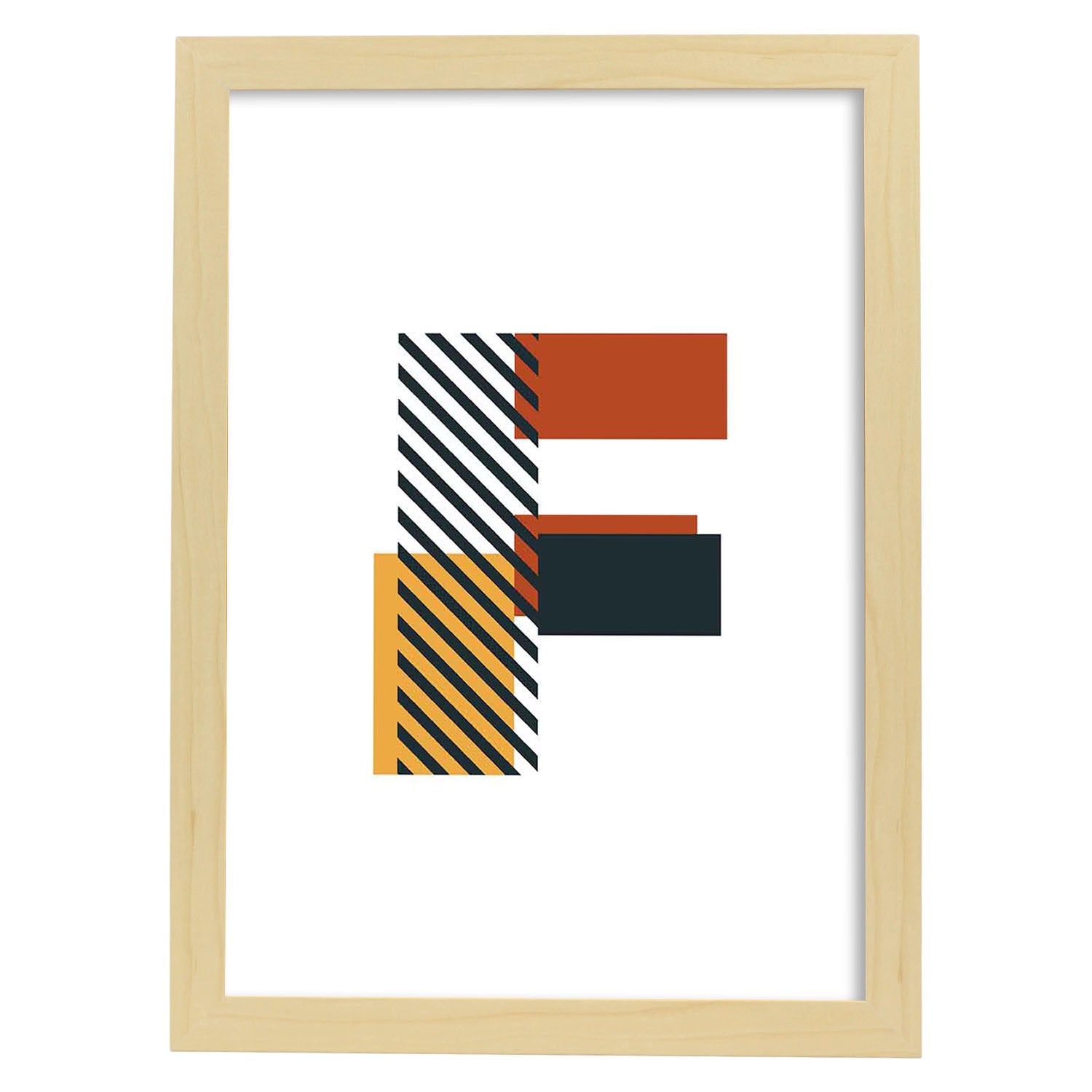 Poster de letra F. Lámina estilo Geometria con imágenes del alfabeto.-Artwork-Nacnic-A3-Marco Madera clara-Nacnic Estudio SL