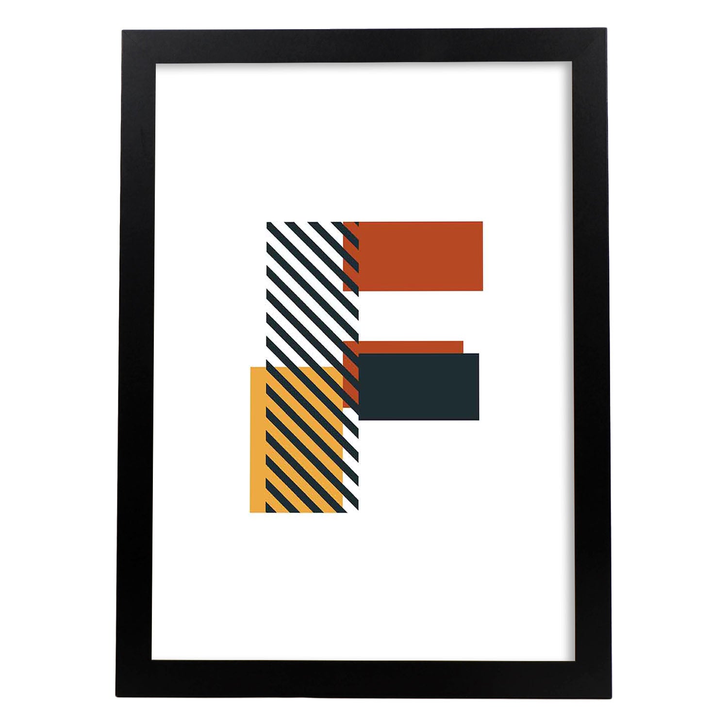Poster de letra F. Lámina estilo Geometria con imágenes del alfabeto.-Artwork-Nacnic-A3-Marco Negro-Nacnic Estudio SL