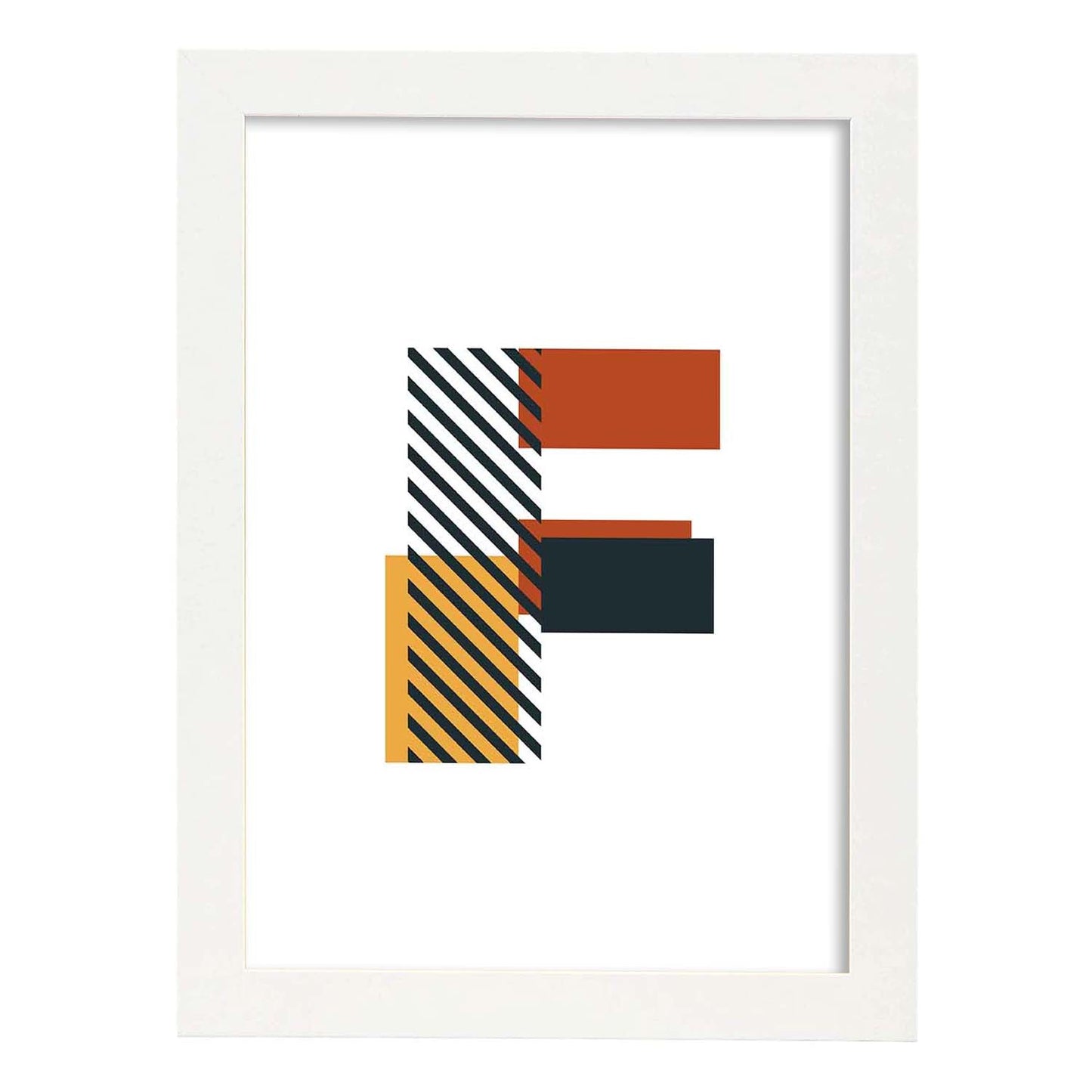 Poster de letra F. Lámina estilo Geometria con imágenes del alfabeto.-Artwork-Nacnic-A4-Marco Blanco-Nacnic Estudio SL