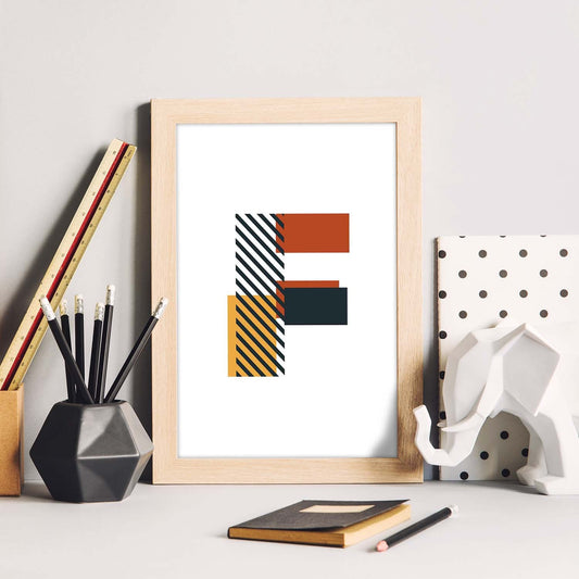 Poster de letra F. Lámina estilo Geometria con imágenes del alfabeto.-Artwork-Nacnic-Nacnic Estudio SL