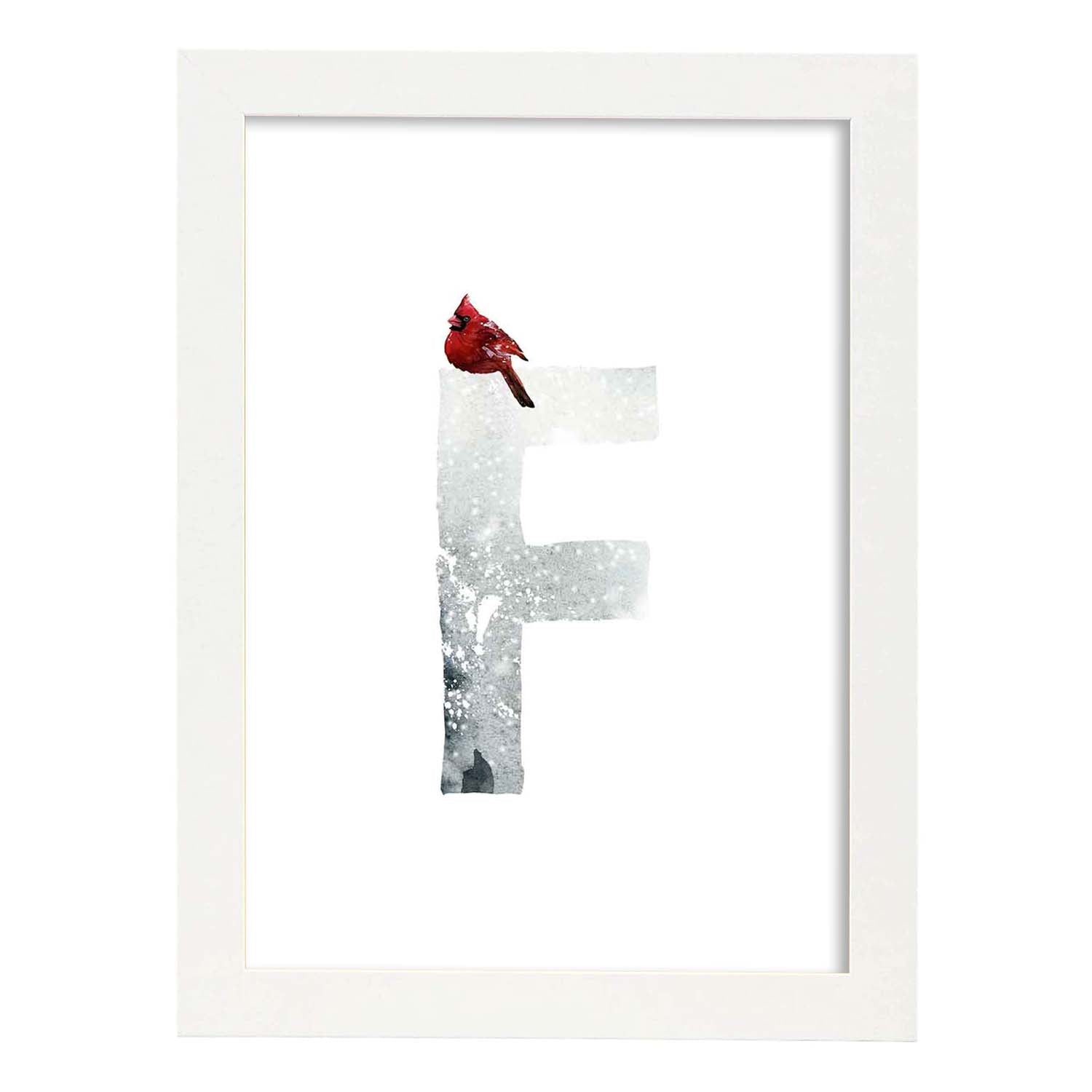 Poster de letra F. Lámina estilo Invierno con imágenes del alfabeto.-Artwork-Nacnic-A3-Marco Blanco-Nacnic Estudio SL