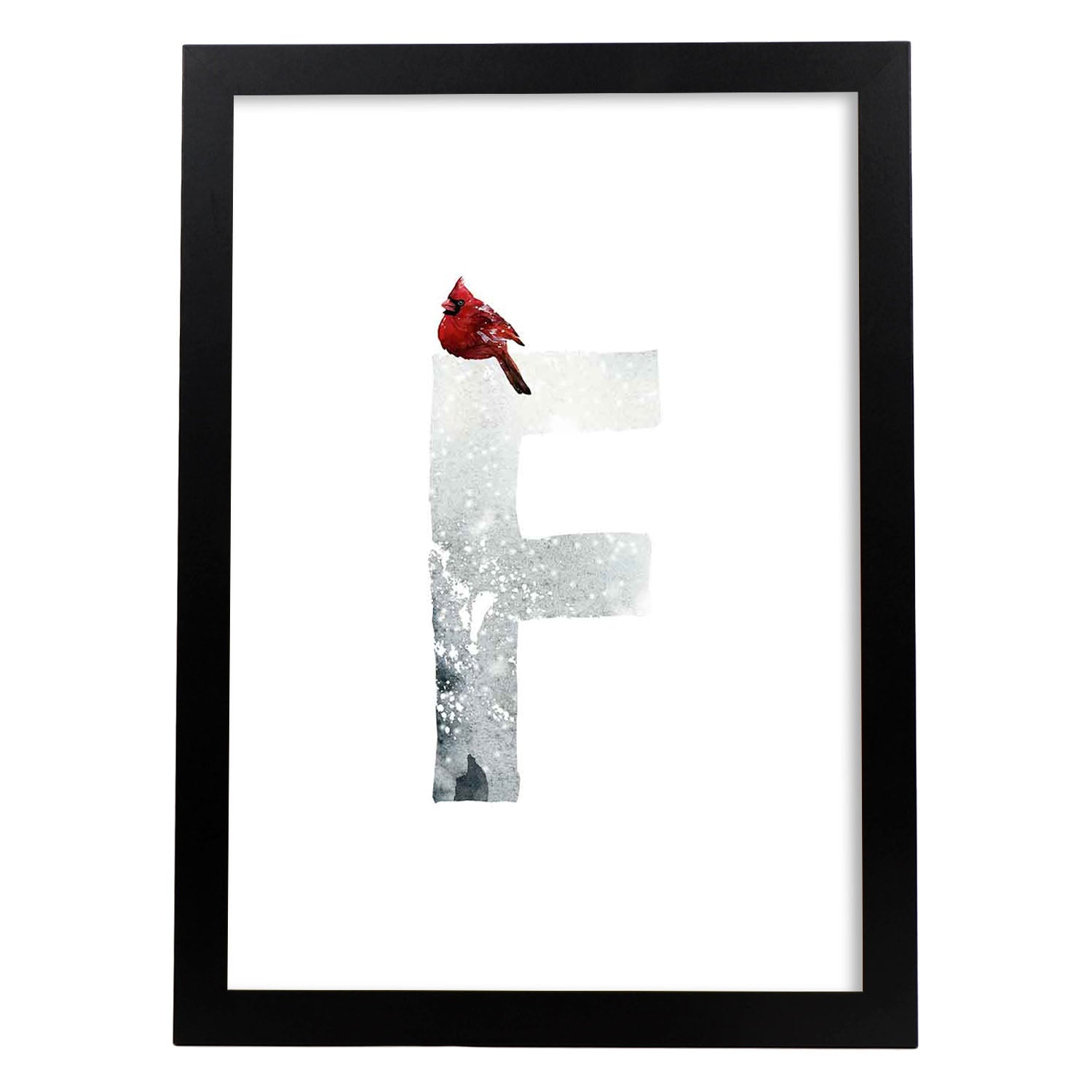 Poster de letra F. Lámina estilo Invierno con imágenes del alfabeto.-Artwork-Nacnic-A3-Marco Negro-Nacnic Estudio SL