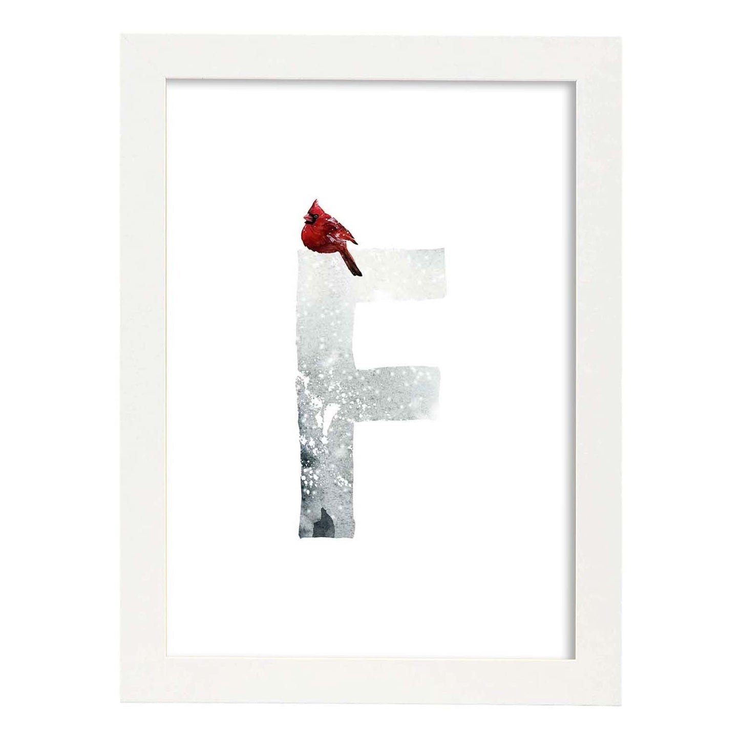 Poster de letra F. Lámina estilo Invierno con imágenes del alfabeto.-Artwork-Nacnic-A4-Marco Blanco-Nacnic Estudio SL