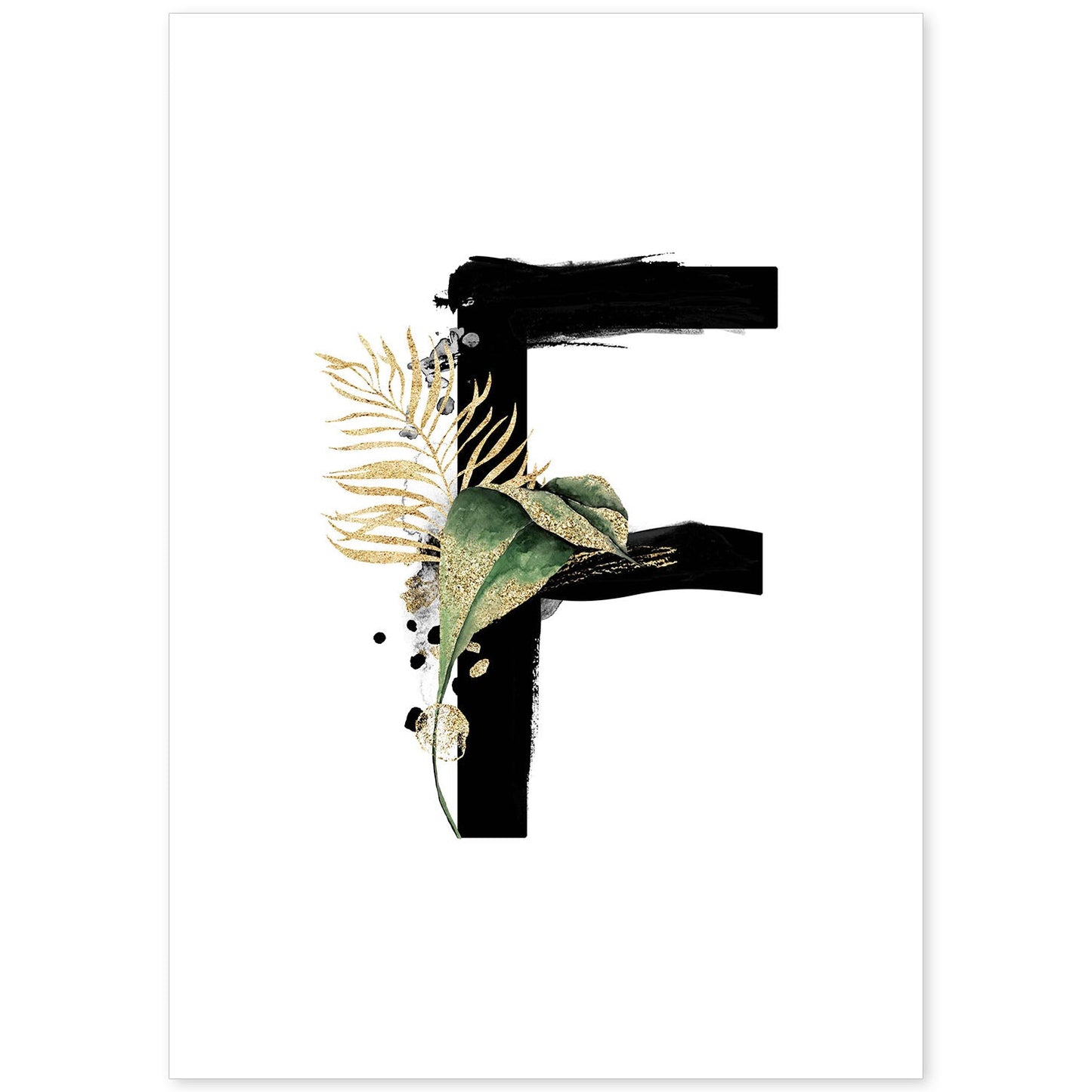 Poster de letra F. Lámina estilo Jungla Negra con imágenes del alfabeto.-Artwork-Nacnic-A4-Sin marco-Nacnic Estudio SL