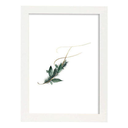 Poster de letra F. Lámina estilo Verde Fino con imágenes del alfabeto.-Artwork-Nacnic-A4-Marco Blanco-Nacnic Estudio SL