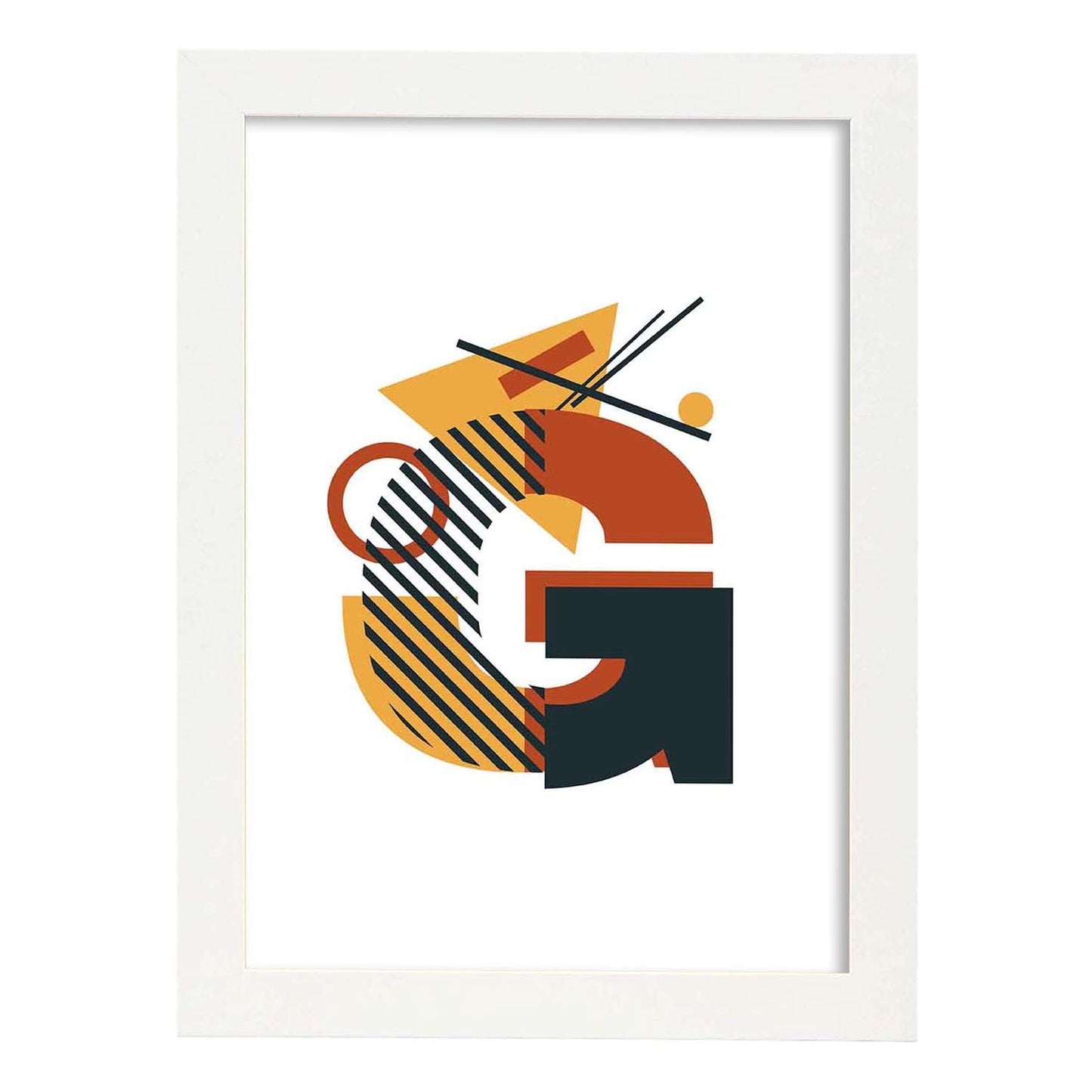 Poster de letra G. Lámina estilo Geometria con formas con imágenes del alfabeto.-Artwork-Nacnic-A3-Marco Blanco-Nacnic Estudio SL