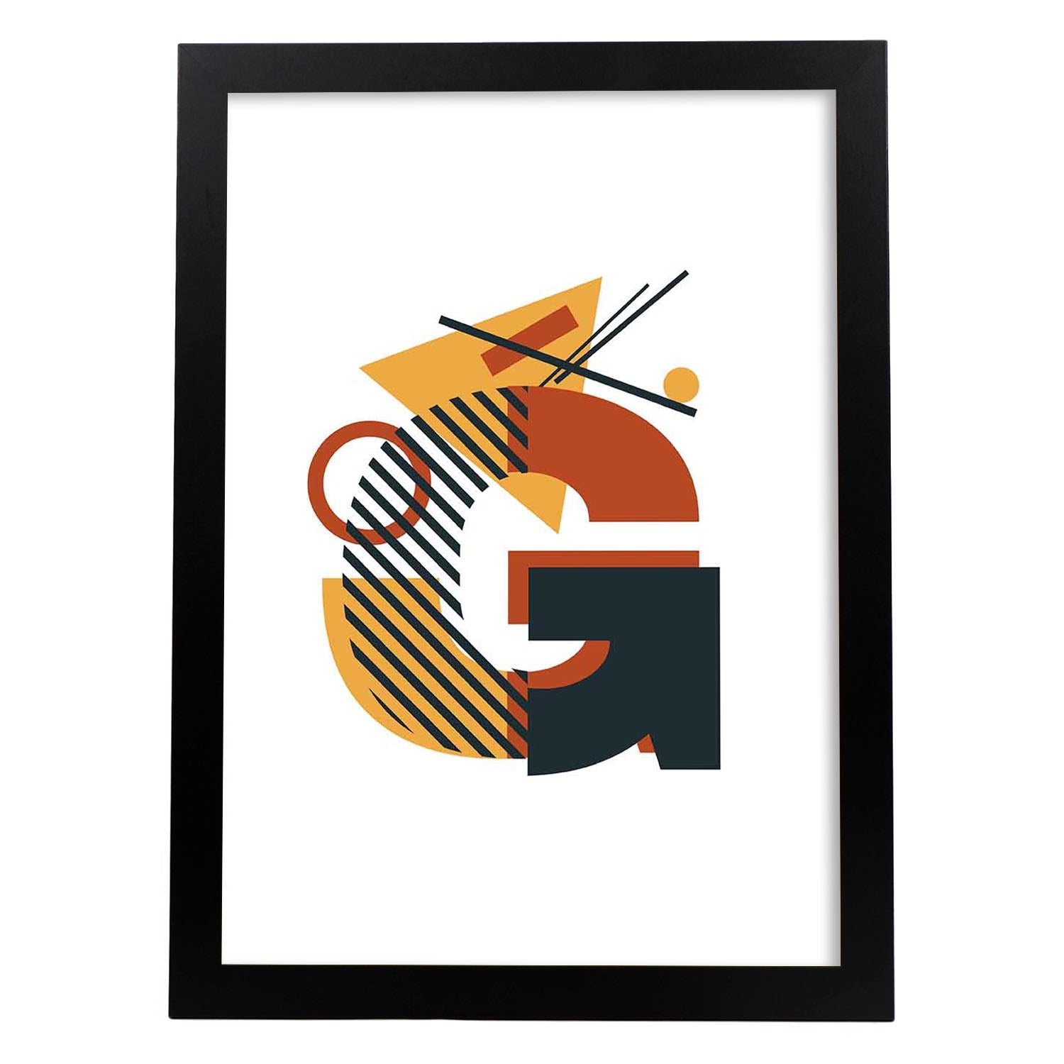 Poster de letra G. Lámina estilo Geometria con formas con imágenes del alfabeto.-Artwork-Nacnic-A3-Marco Negro-Nacnic Estudio SL