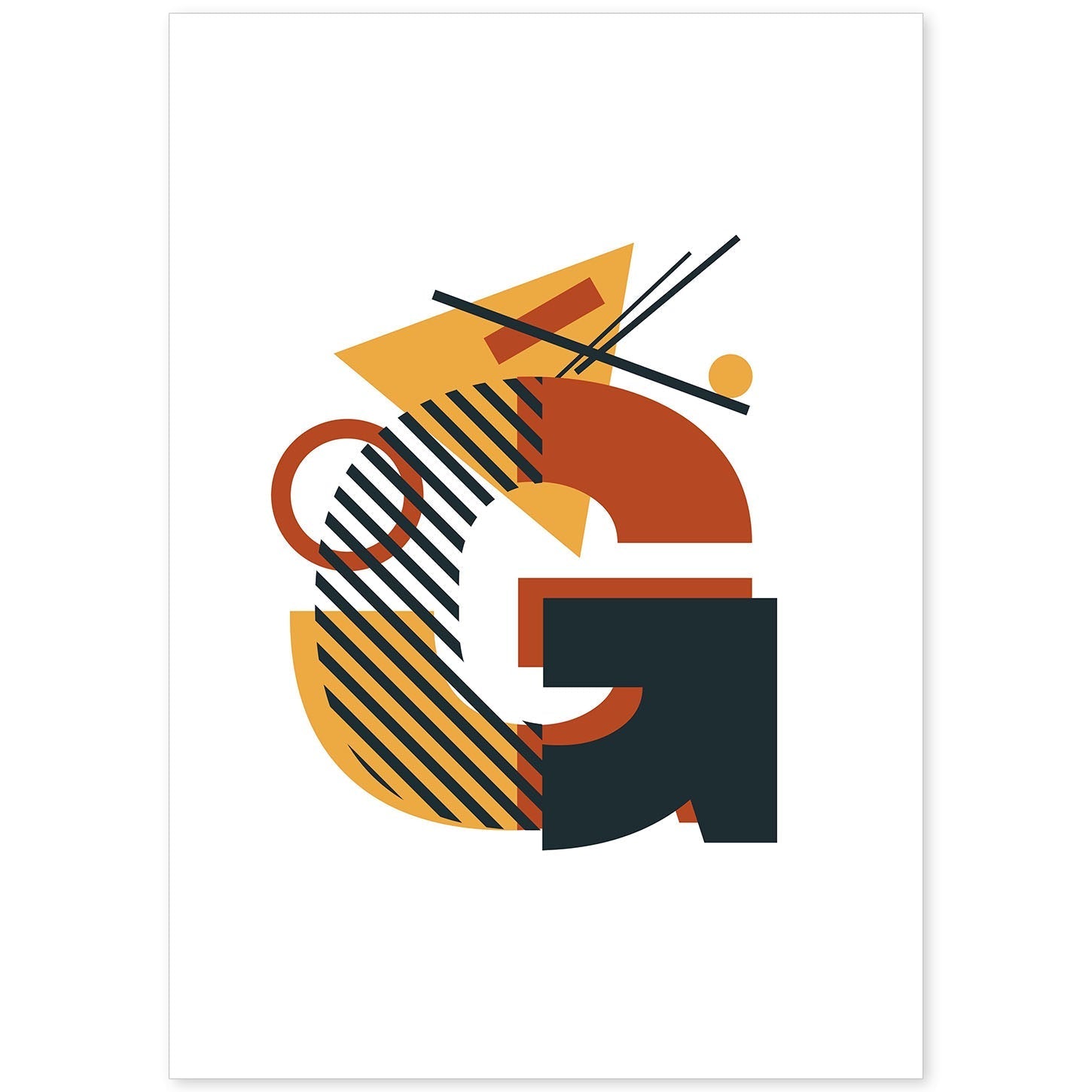 Poster de letra G. Lámina estilo Geometria con formas con imágenes del alfabeto.-Artwork-Nacnic-A4-Sin marco-Nacnic Estudio SL