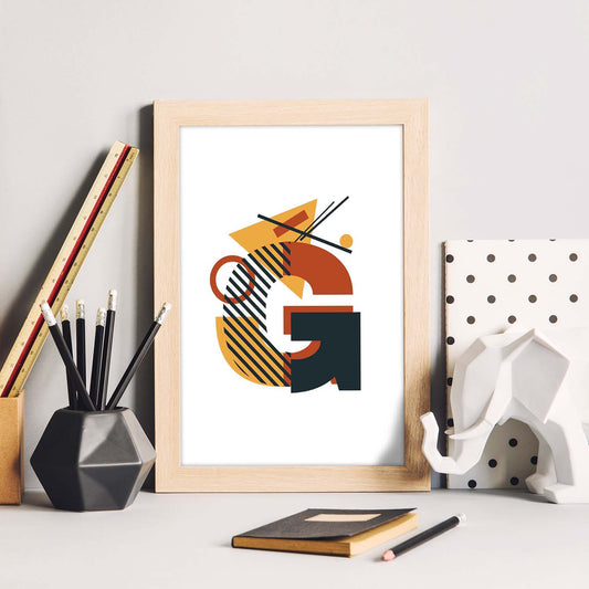 Poster de letra G. Lámina estilo Geometria con formas con imágenes del alfabeto.-Artwork-Nacnic-Nacnic Estudio SL