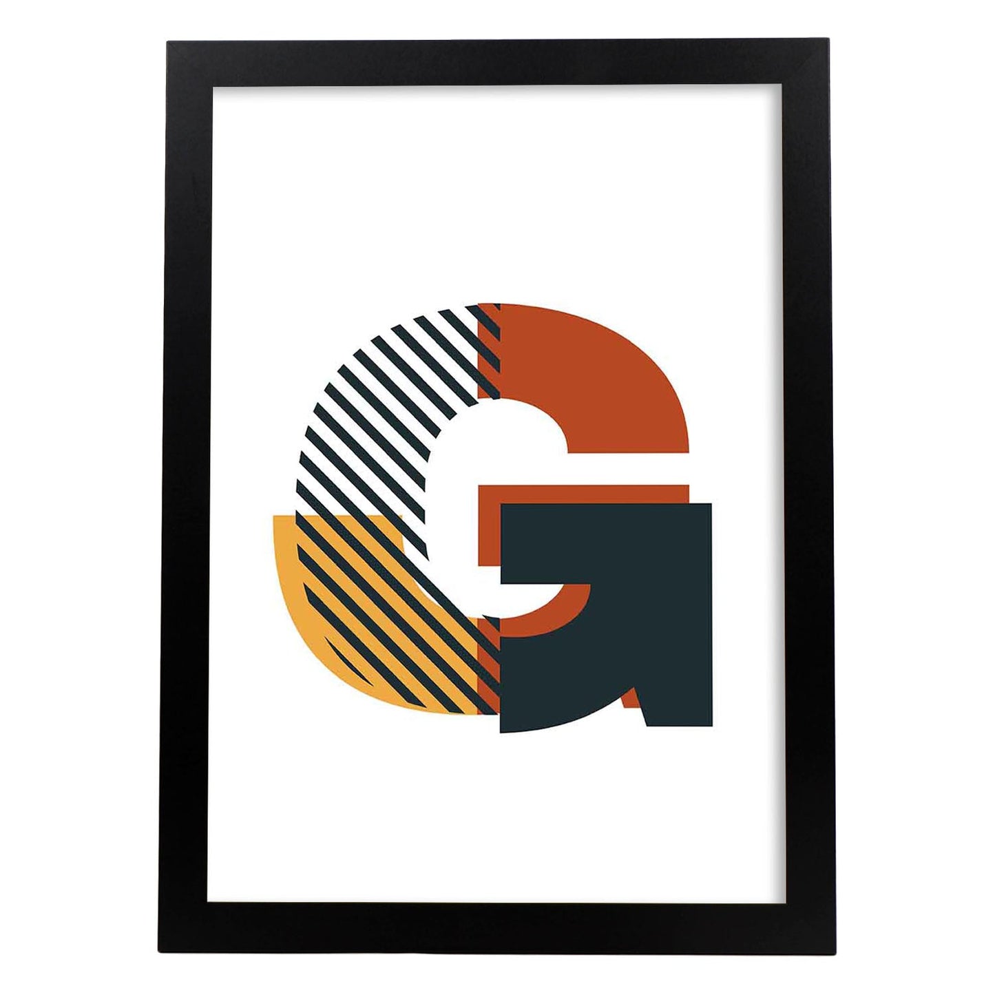 Poster de letra G. Lámina estilo Geometria con imágenes del alfabeto.-Artwork-Nacnic-A3-Marco Negro-Nacnic Estudio SL