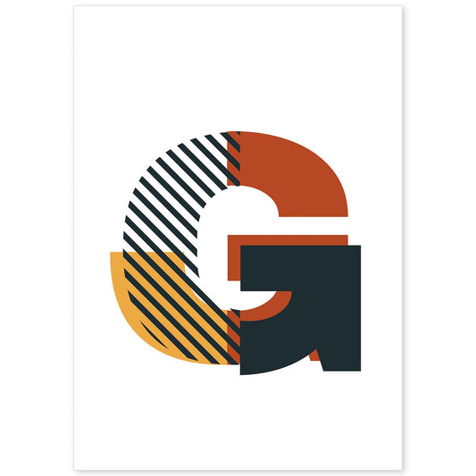 Poster de letra G. Lámina estilo Geometria con imágenes del alfabeto.-Artwork-Nacnic-A4-Sin marco-Nacnic Estudio SL
