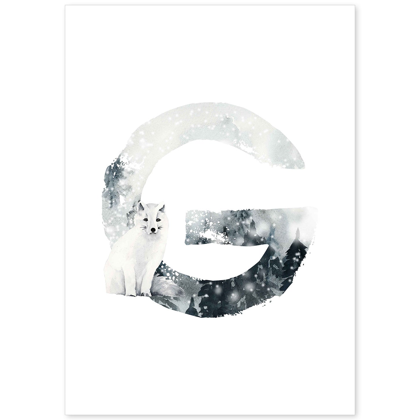 Poster de letra G. Lámina estilo Invierno con imágenes del alfabeto.-Artwork-Nacnic-A4-Sin marco-Nacnic Estudio SL