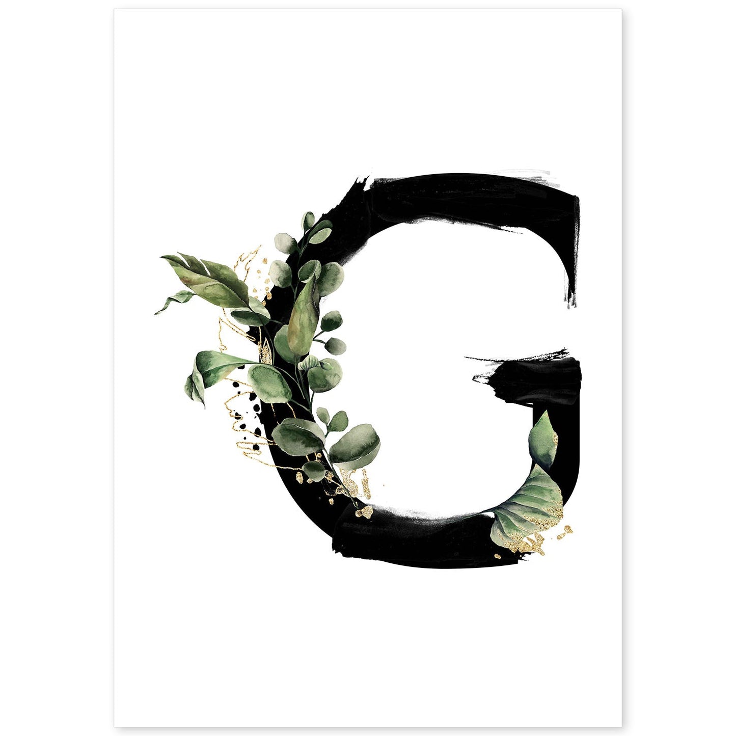 Poster de letra G. Lámina estilo Jungla Negra con imágenes del alfabeto.-Artwork-Nacnic-A4-Sin marco-Nacnic Estudio SL