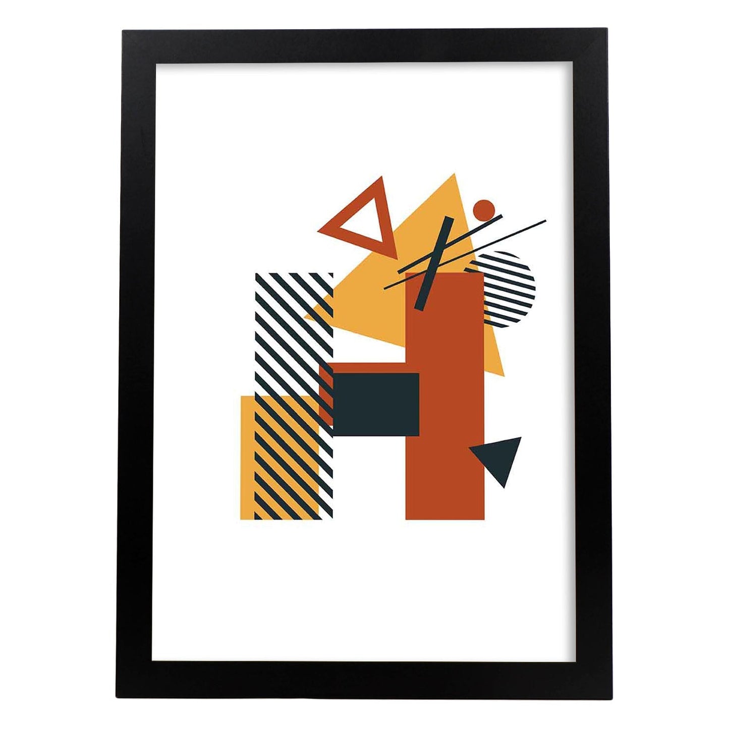 Poster de letra H. Lámina estilo Geometria con formas con imágenes del alfabeto.-Artwork-Nacnic-A3-Marco Negro-Nacnic Estudio SL