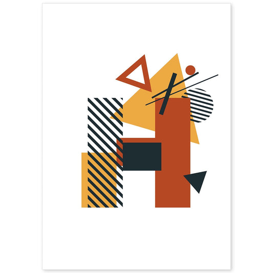 Poster de letra H. Lámina estilo Geometria con formas con imágenes del alfabeto.-Artwork-Nacnic-A4-Sin marco-Nacnic Estudio SL