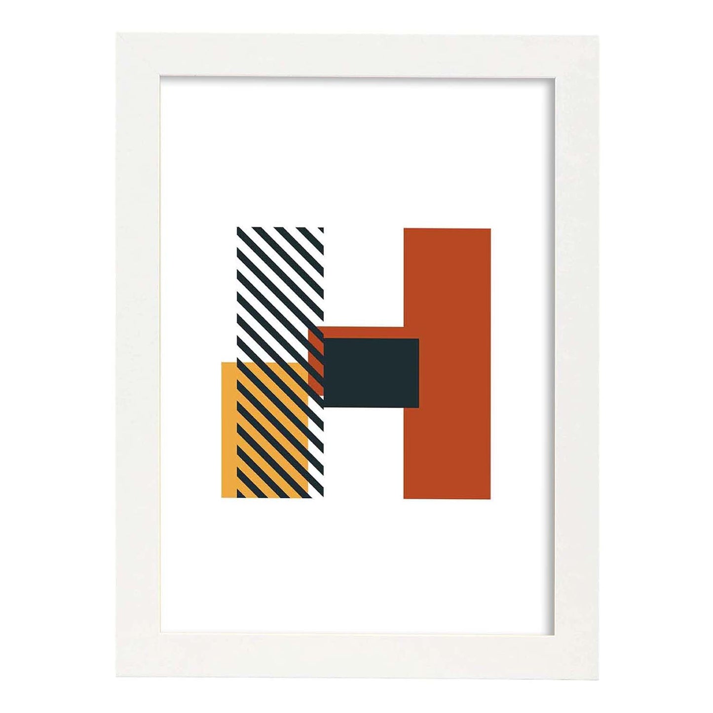 Poster de letra H. Lámina estilo Geometria con imágenes del alfabeto.-Artwork-Nacnic-A3-Marco Blanco-Nacnic Estudio SL