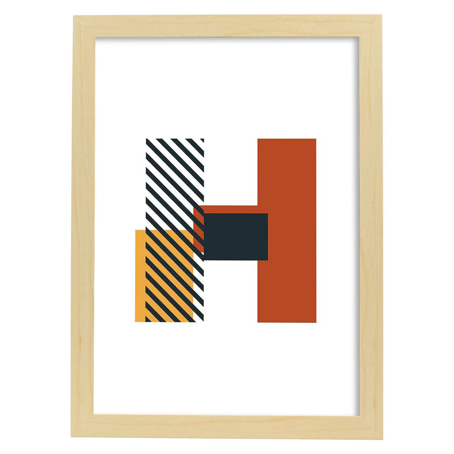 Poster de letra H. Lámina estilo Geometria con imágenes del alfabeto.-Artwork-Nacnic-A3-Marco Madera clara-Nacnic Estudio SL