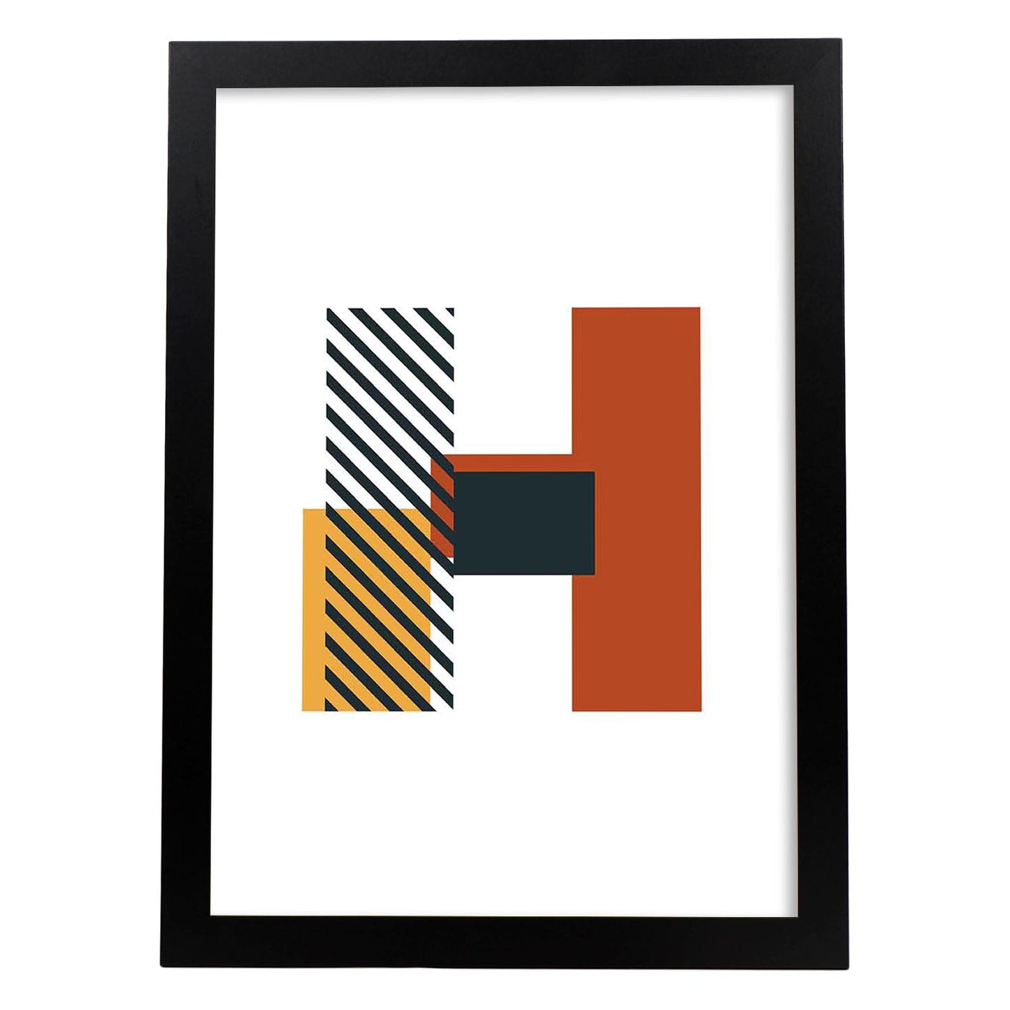 Poster de letra H. Lámina estilo Geometria con imágenes del alfabeto.-Artwork-Nacnic-A3-Marco Negro-Nacnic Estudio SL