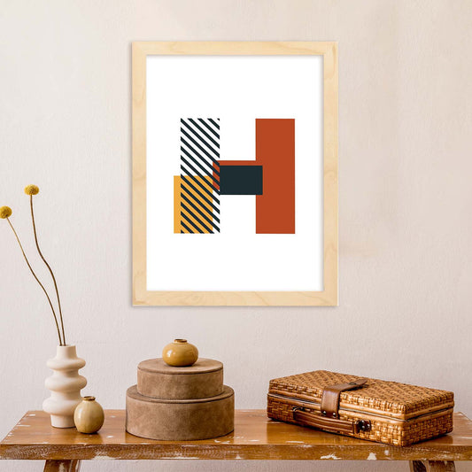 Poster de letra H. Lámina estilo Geometria con imágenes del alfabeto.-Artwork-Nacnic-Nacnic Estudio SL