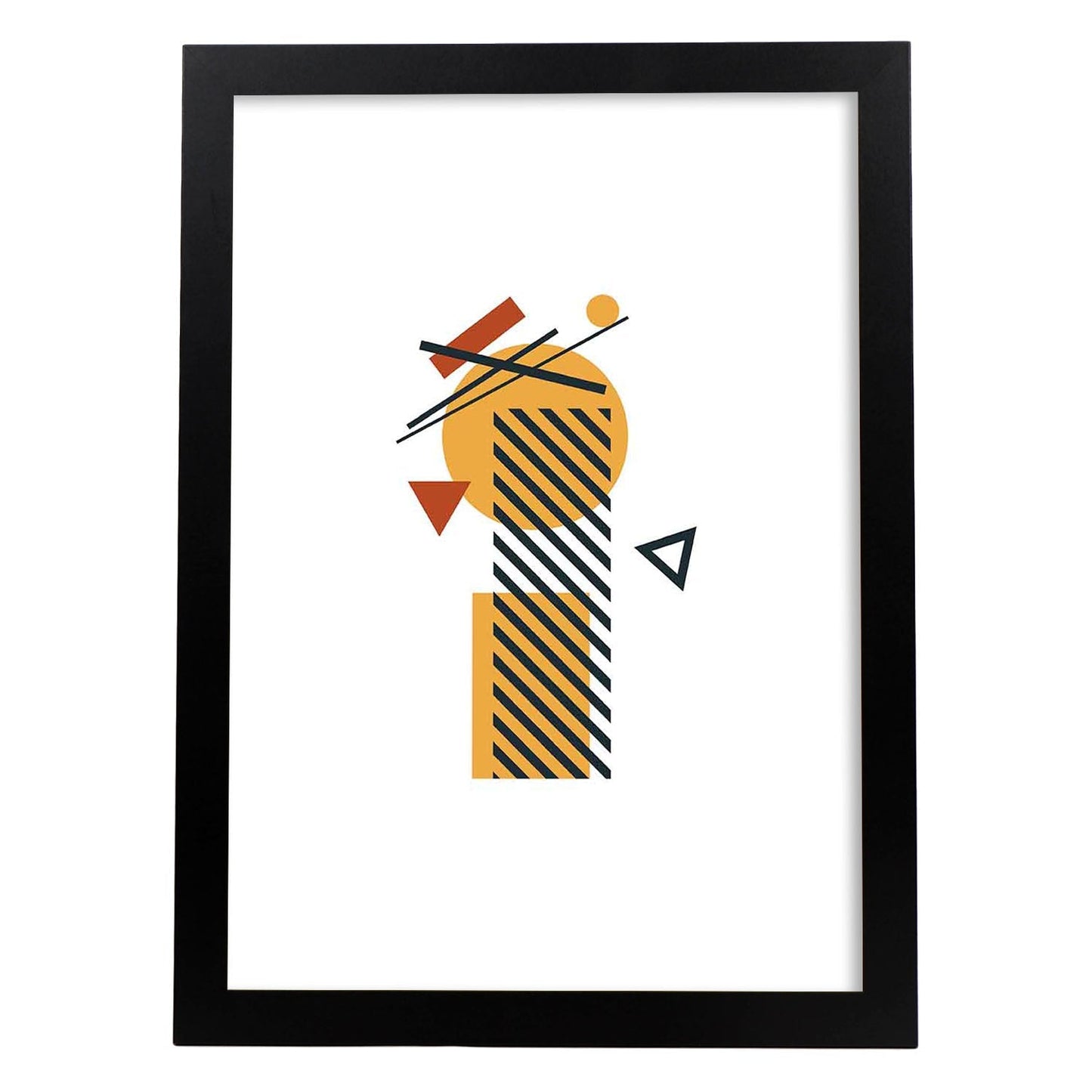 Poster de letra I. Lámina estilo Geometria con formas con imágenes del alfabeto.-Artwork-Nacnic-A3-Marco Negro-Nacnic Estudio SL