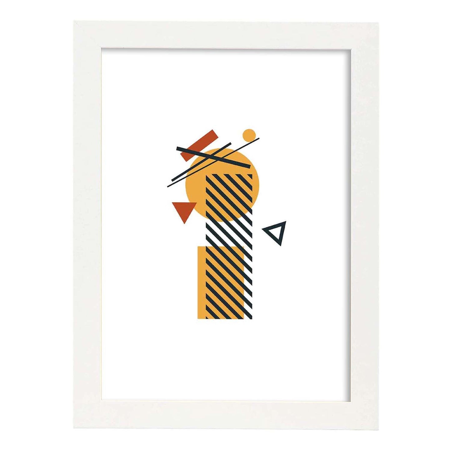 Poster de letra I. Lámina estilo Geometria con formas con imágenes del alfabeto.-Artwork-Nacnic-A4-Marco Blanco-Nacnic Estudio SL