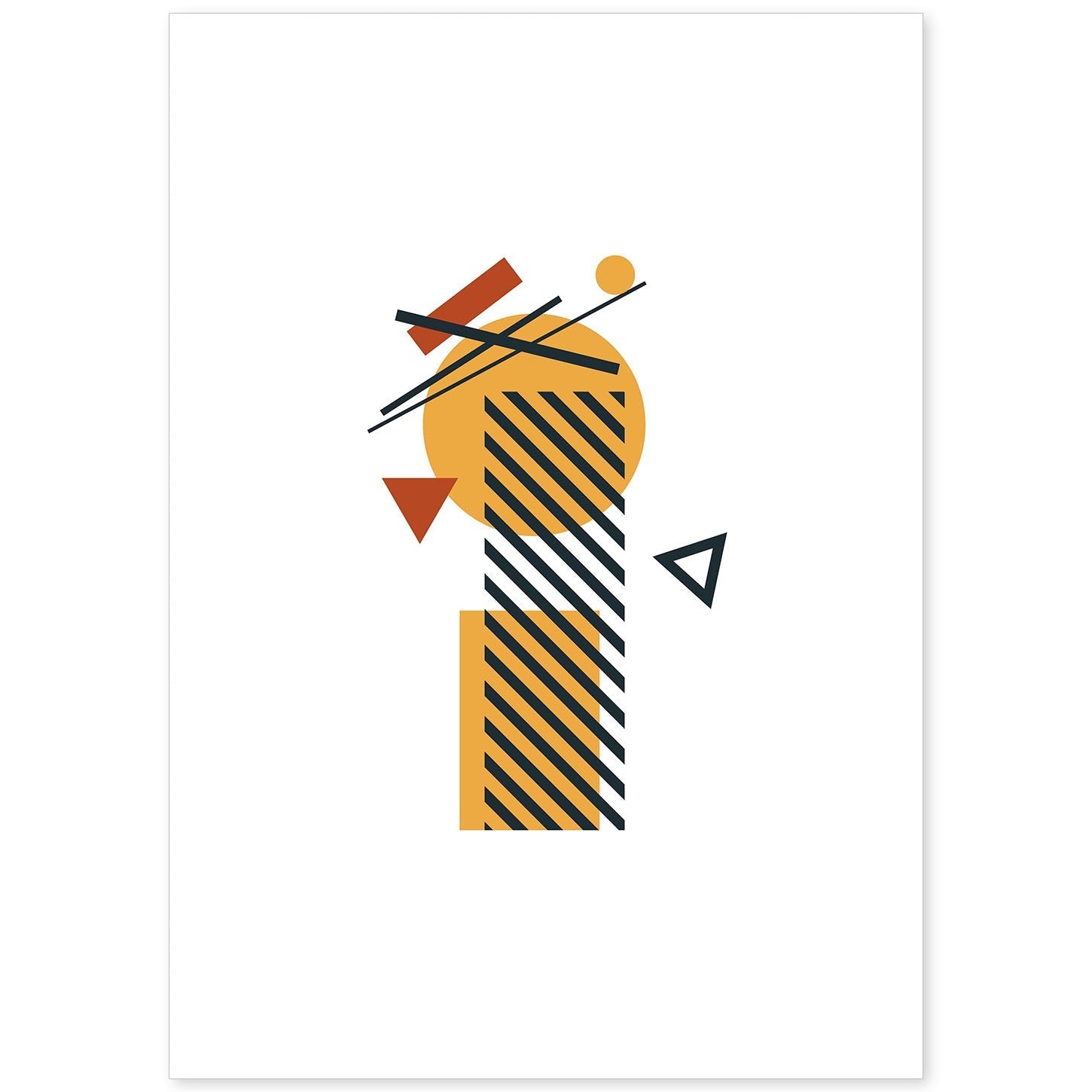 Poster de letra I. Lámina estilo Geometria con formas con imágenes del alfabeto.-Artwork-Nacnic-A4-Sin marco-Nacnic Estudio SL