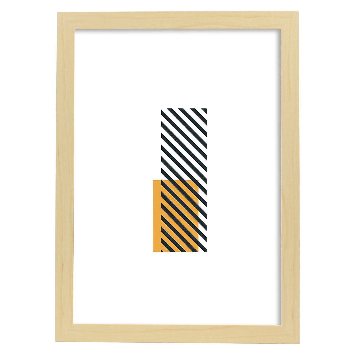 Poster de letra I. Lámina estilo Geometria con imágenes del alfabeto.-Artwork-Nacnic-A4-Marco Madera clara-Nacnic Estudio SL