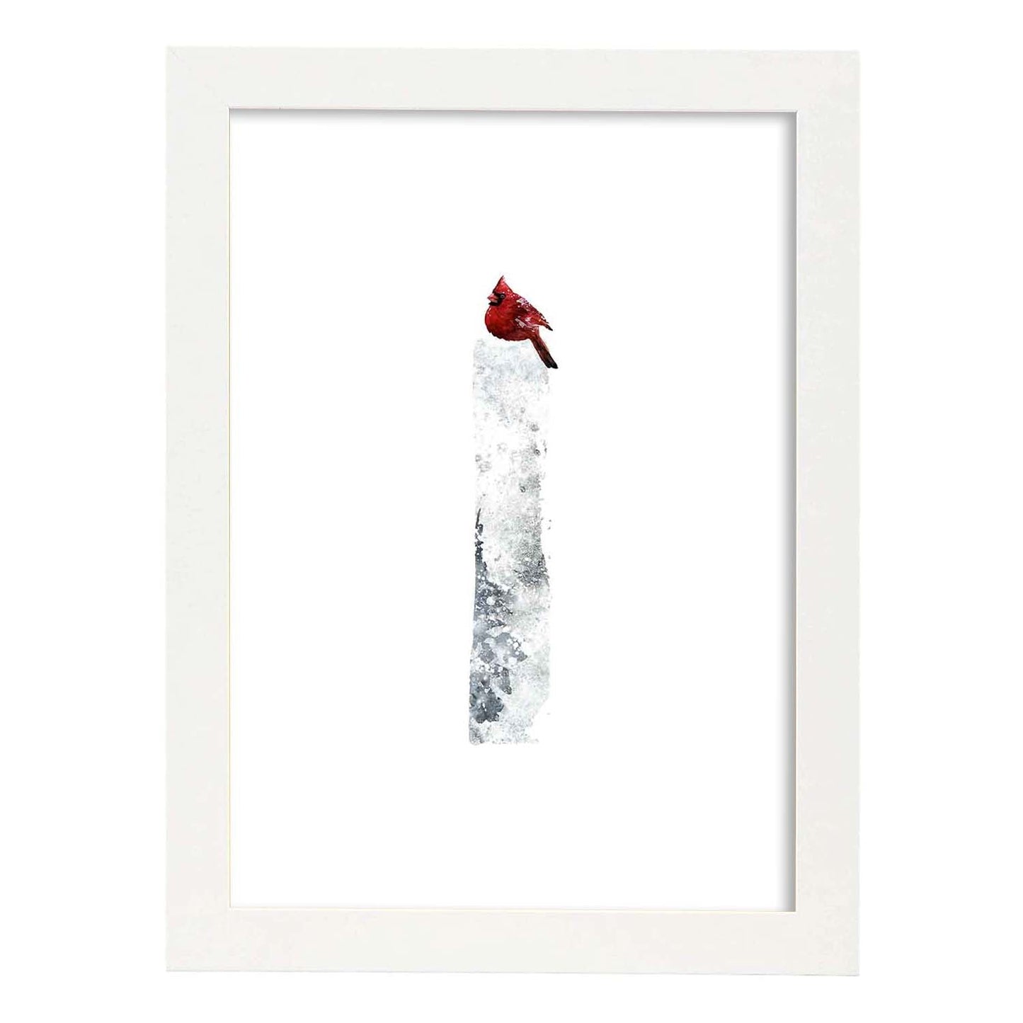Poster de letra I. Lámina estilo Invierno con imágenes del alfabeto.-Artwork-Nacnic-A4-Marco Blanco-Nacnic Estudio SL