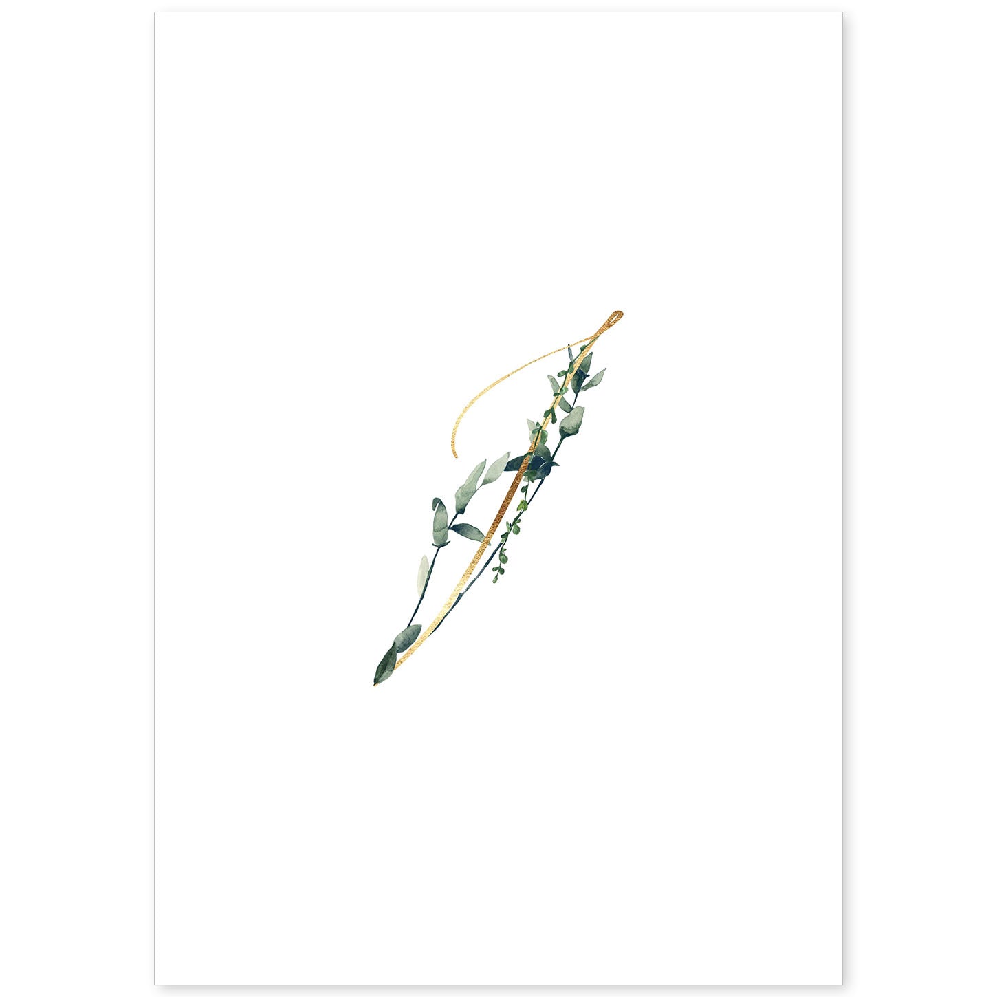 Poster de letra I. Lámina estilo Verde Fino con imágenes del alfabeto.-Artwork-Nacnic-A4-Sin marco-Nacnic Estudio SL