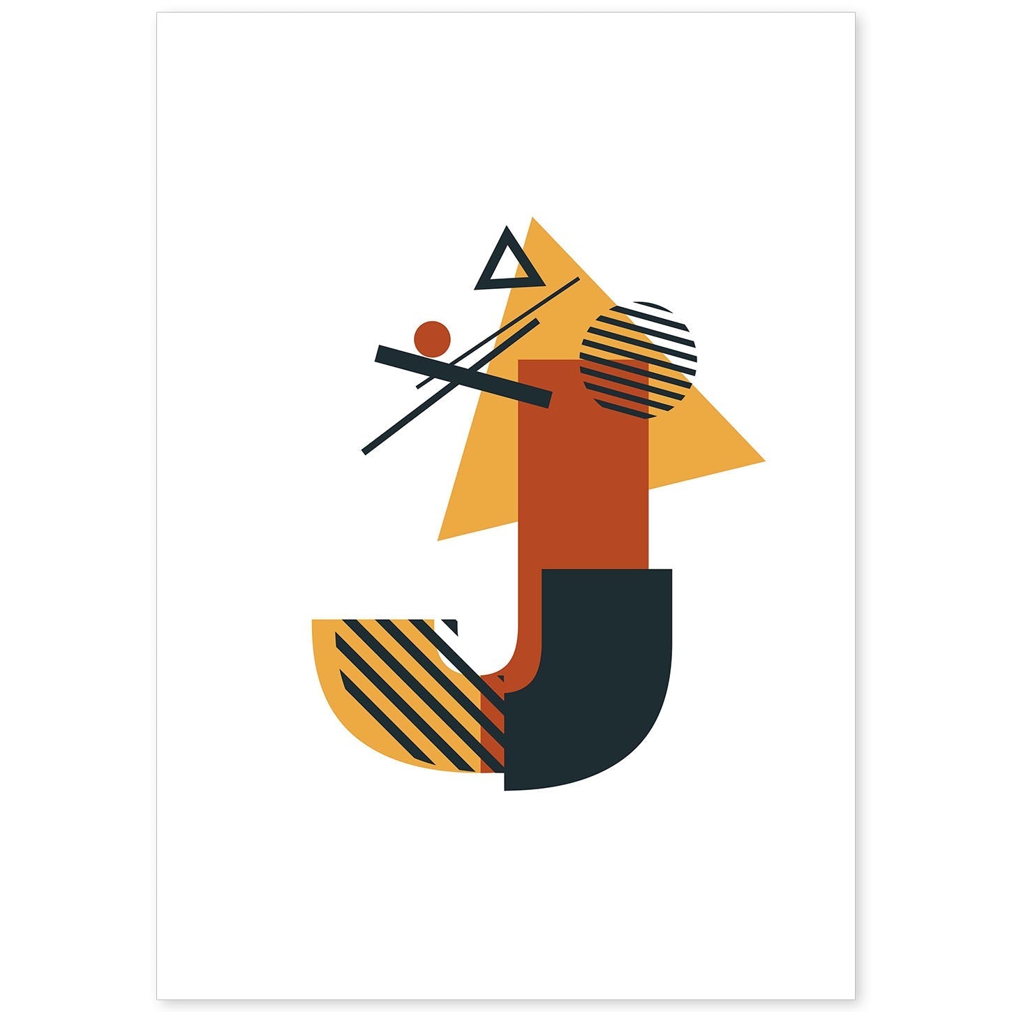 Poster de letra J. Lámina estilo Geometria con formas con imágenes del alfabeto.-Artwork-Nacnic-A4-Sin marco-Nacnic Estudio SL