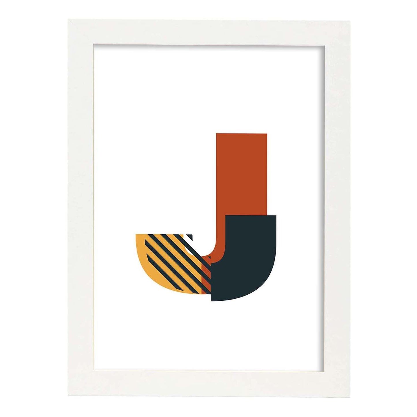 Poster de letra J. Lámina estilo Geometria con imágenes del alfabeto.-Artwork-Nacnic-A3-Marco Blanco-Nacnic Estudio SL