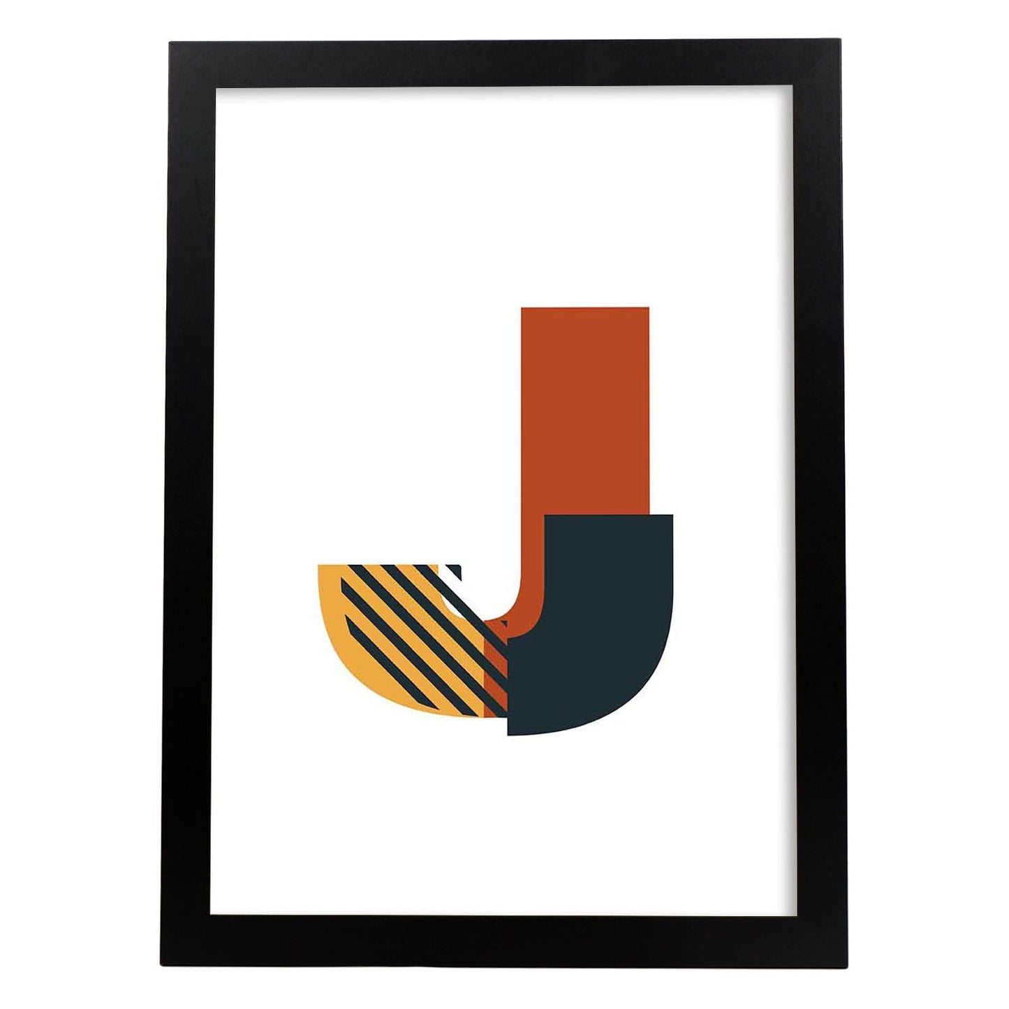 Poster de letra J. Lámina estilo Geometria con imágenes del alfabeto.-Artwork-Nacnic-A3-Marco Negro-Nacnic Estudio SL