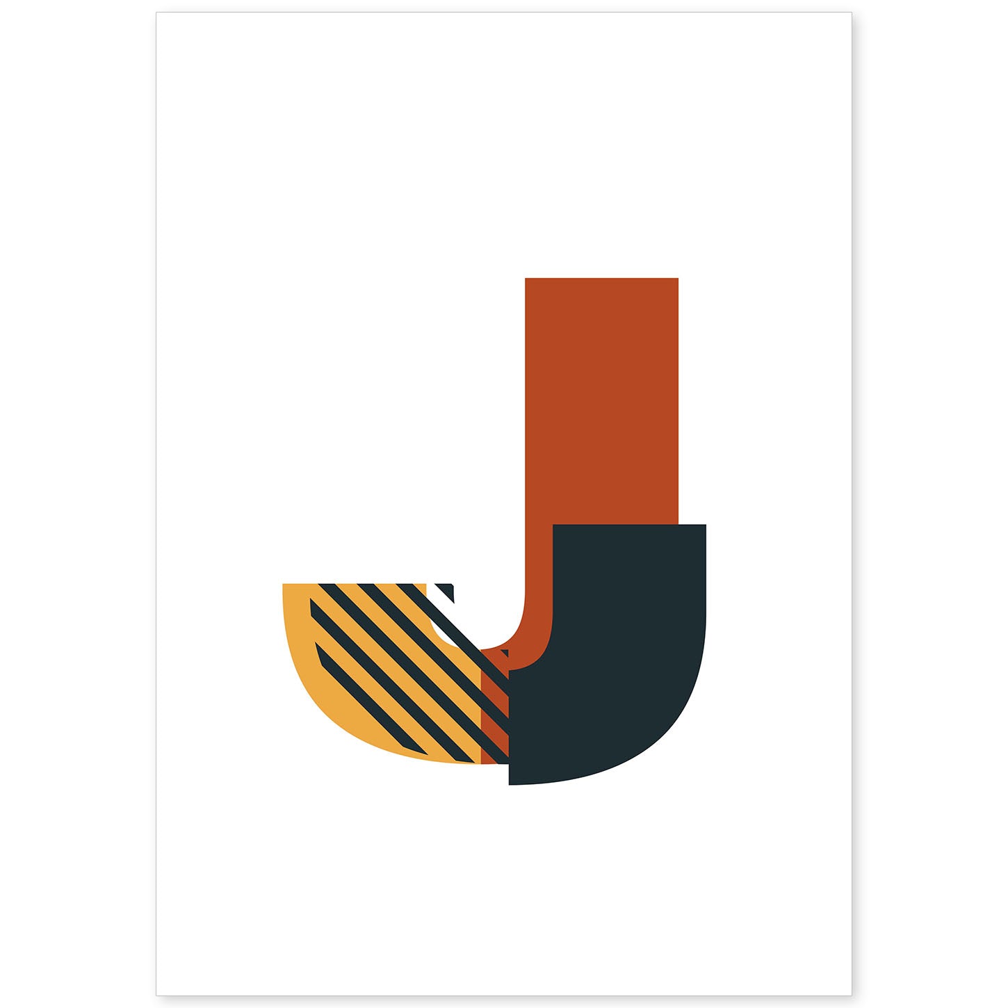 Poster de letra J. Lámina estilo Geometria con imágenes del alfabeto.-Artwork-Nacnic-A4-Sin marco-Nacnic Estudio SL