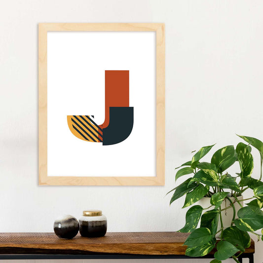 Poster de letra J. Lámina estilo Geometria con imágenes del alfabeto.-Artwork-Nacnic-Nacnic Estudio SL