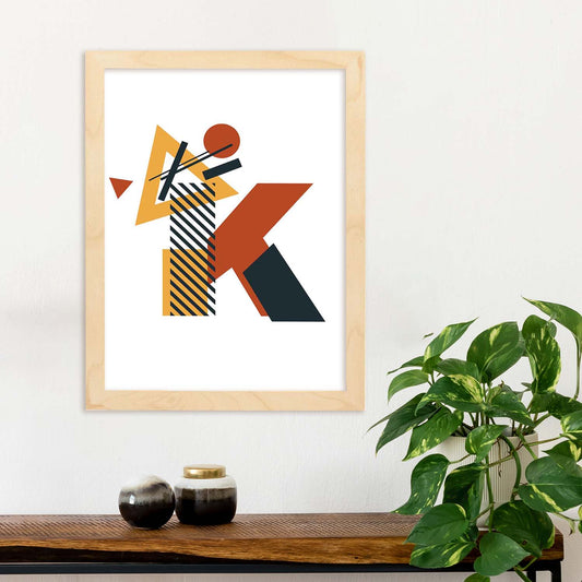 Poster de letra K. Lámina estilo Geometria con formas con imágenes del alfabeto.-Artwork-Nacnic-Nacnic Estudio SL