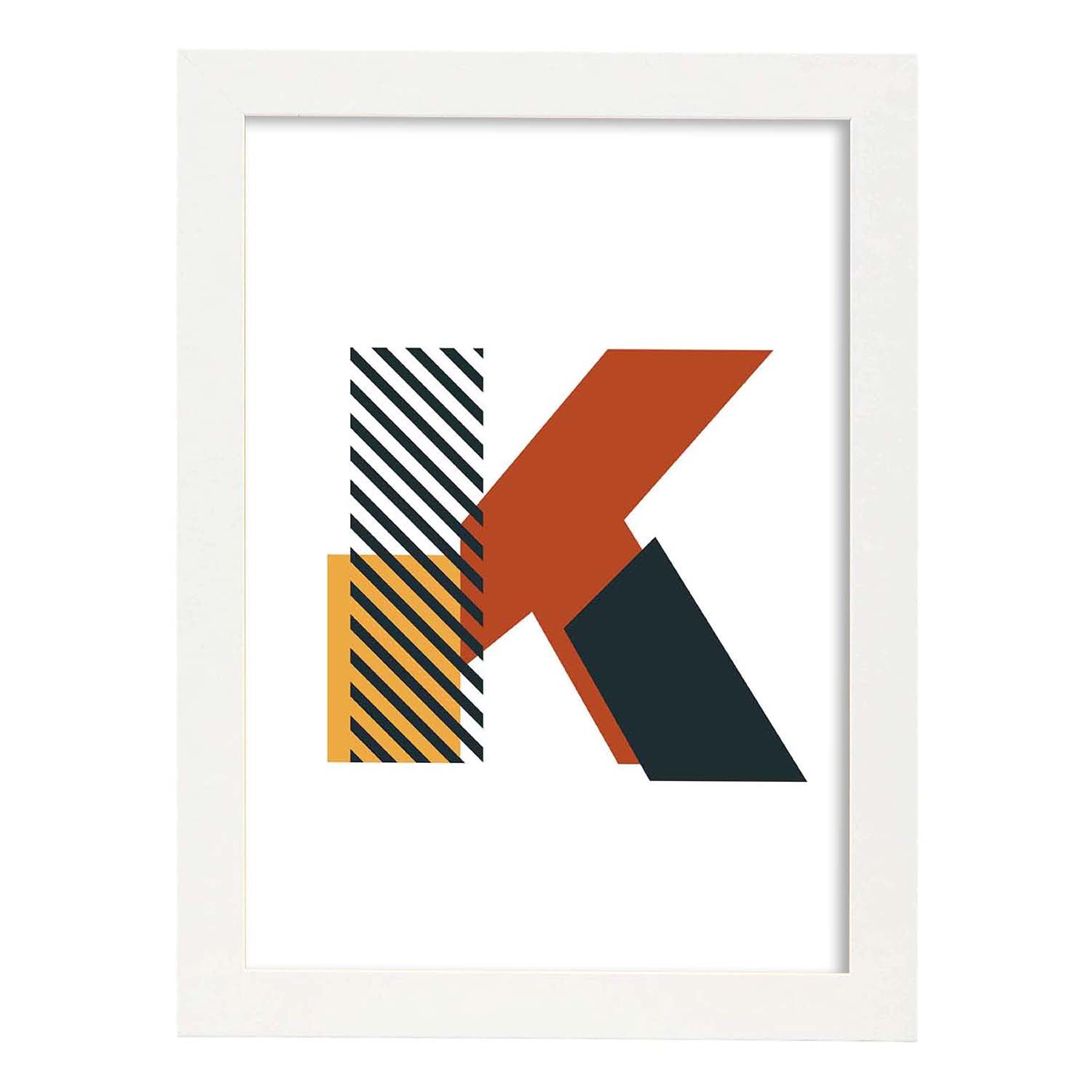 Poster de letra K. Lámina estilo Geometria con imágenes del alfabeto.-Artwork-Nacnic-A3-Marco Blanco-Nacnic Estudio SL