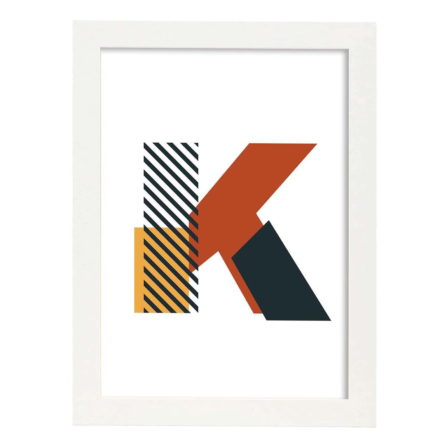 Poster de letra K. Lámina estilo Geometria con imágenes del alfabeto.-Artwork-Nacnic-A4-Marco Blanco-Nacnic Estudio SL