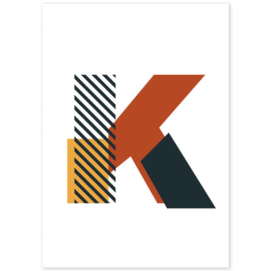 Poster de letra K. Lámina estilo Geometria con imágenes del alfabeto.-Artwork-Nacnic-A4-Sin marco-Nacnic Estudio SL