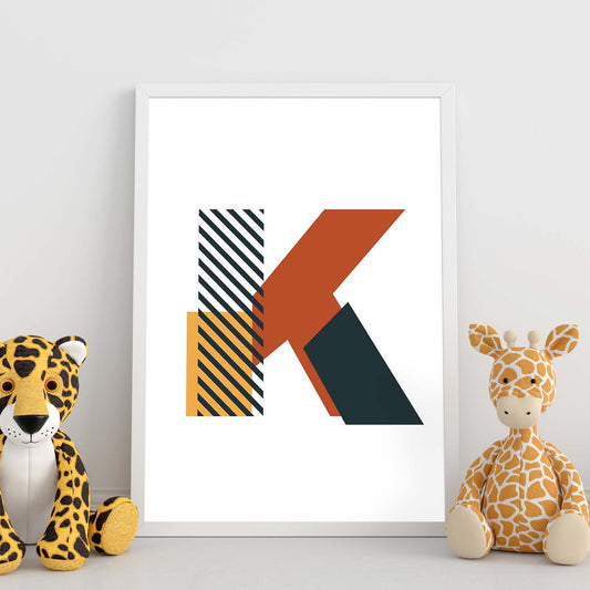 Poster de letra K. Lámina estilo Geometria con imágenes del alfabeto.-Artwork-Nacnic-Nacnic Estudio SL