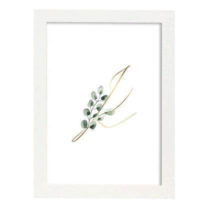 Poster de letra K. Lámina estilo Verde Fino con imágenes del alfabeto.-Artwork-Nacnic-A4-Marco Blanco-Nacnic Estudio SL