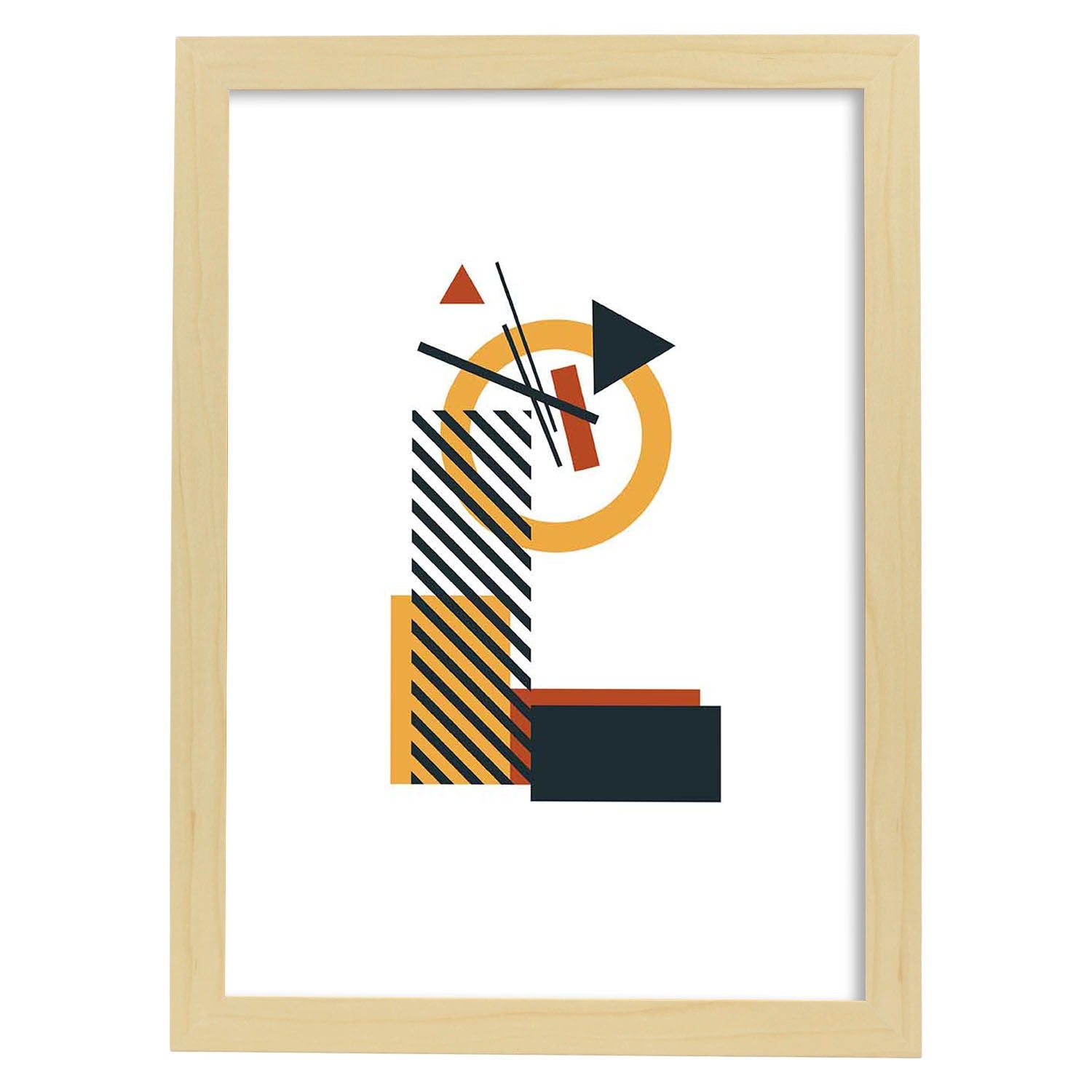 Poster de letra L. Lámina estilo Geometria con formas con imágenes del alfabeto.-Artwork-Nacnic-A3-Marco Madera clara-Nacnic Estudio SL