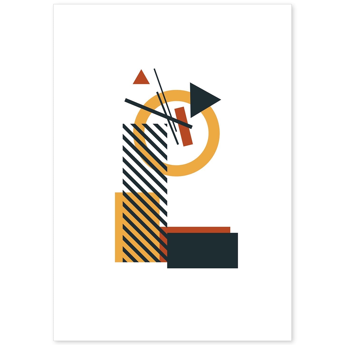 Poster de letra L. Lámina estilo Geometria con formas con imágenes del alfabeto.-Artwork-Nacnic-A4-Sin marco-Nacnic Estudio SL