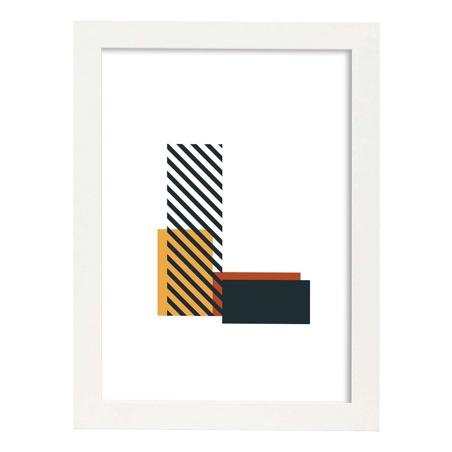 Poster de letra L. Lámina estilo Geometria con imágenes del alfabeto.-Artwork-Nacnic-A3-Marco Blanco-Nacnic Estudio SL