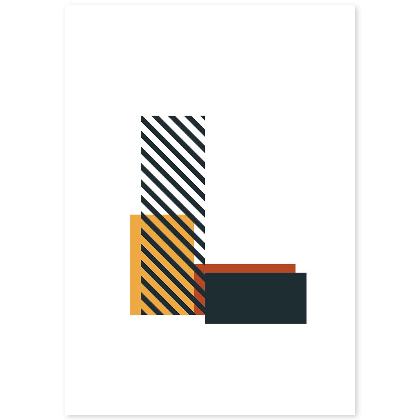 Poster de letra L. Lámina estilo Geometria con imágenes del alfabeto.-Artwork-Nacnic-A4-Sin marco-Nacnic Estudio SL