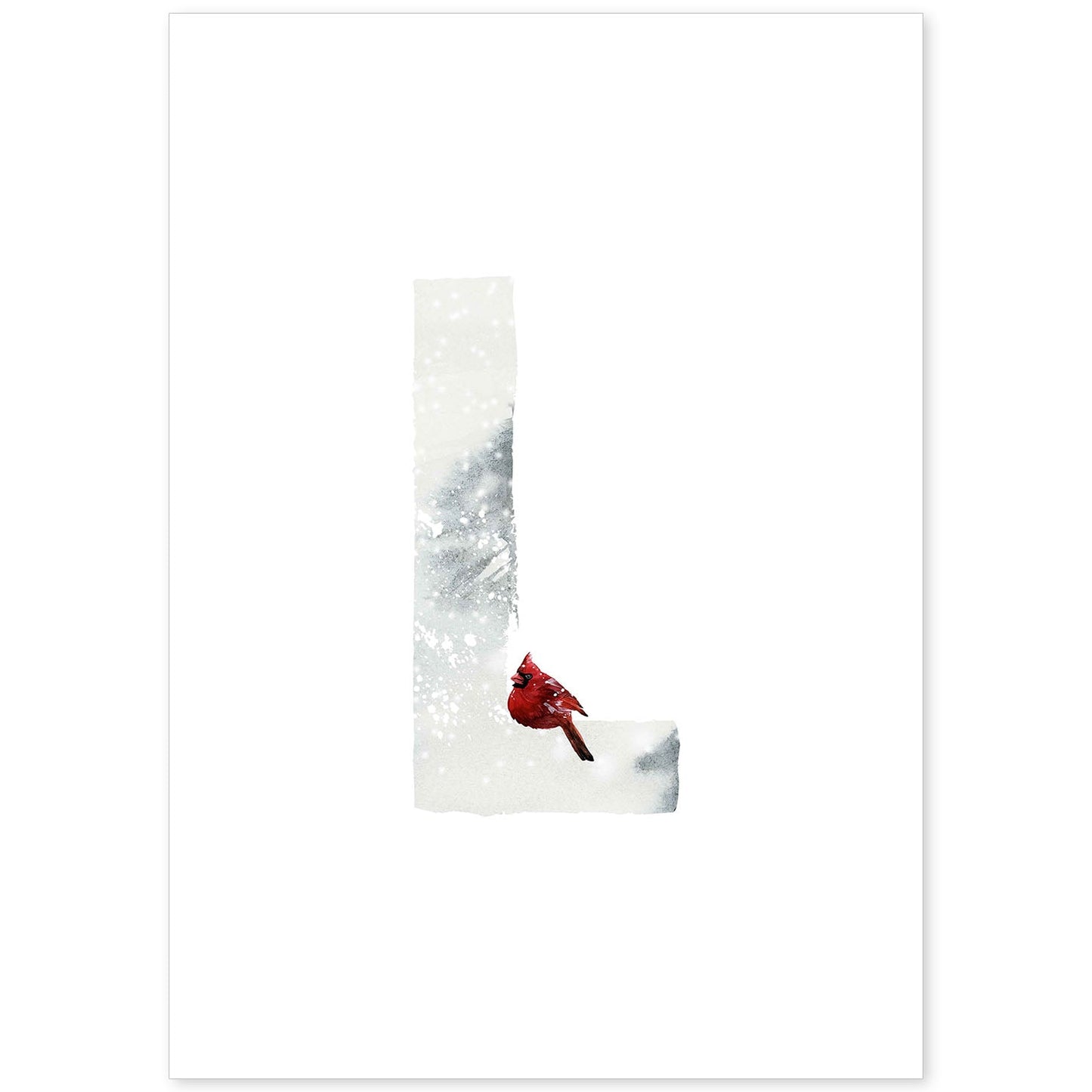 Poster de letra L. Lámina estilo Invierno con imágenes del alfabeto.-Artwork-Nacnic-A4-Sin marco-Nacnic Estudio SL