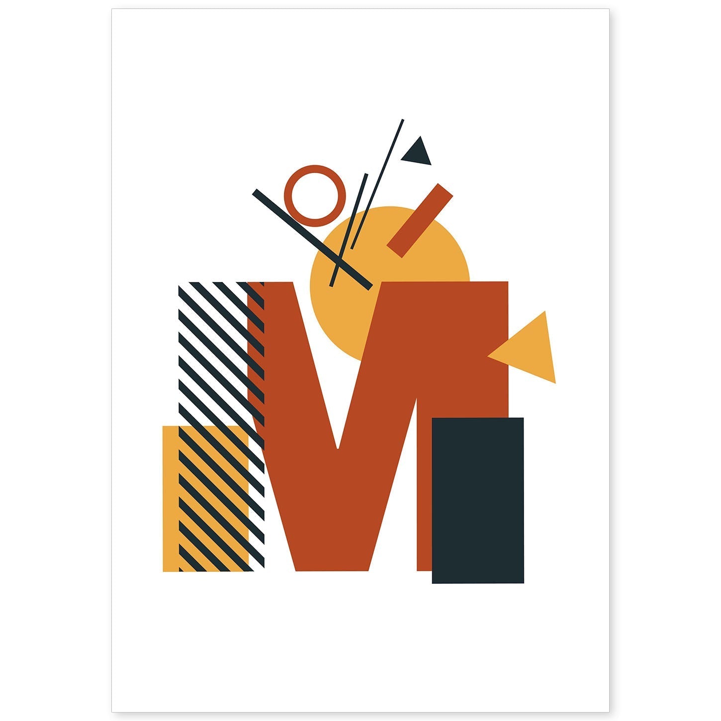 Poster de letra M. Lámina estilo Geometria con formas con imágenes del alfabeto.-Artwork-Nacnic-A4-Sin marco-Nacnic Estudio SL