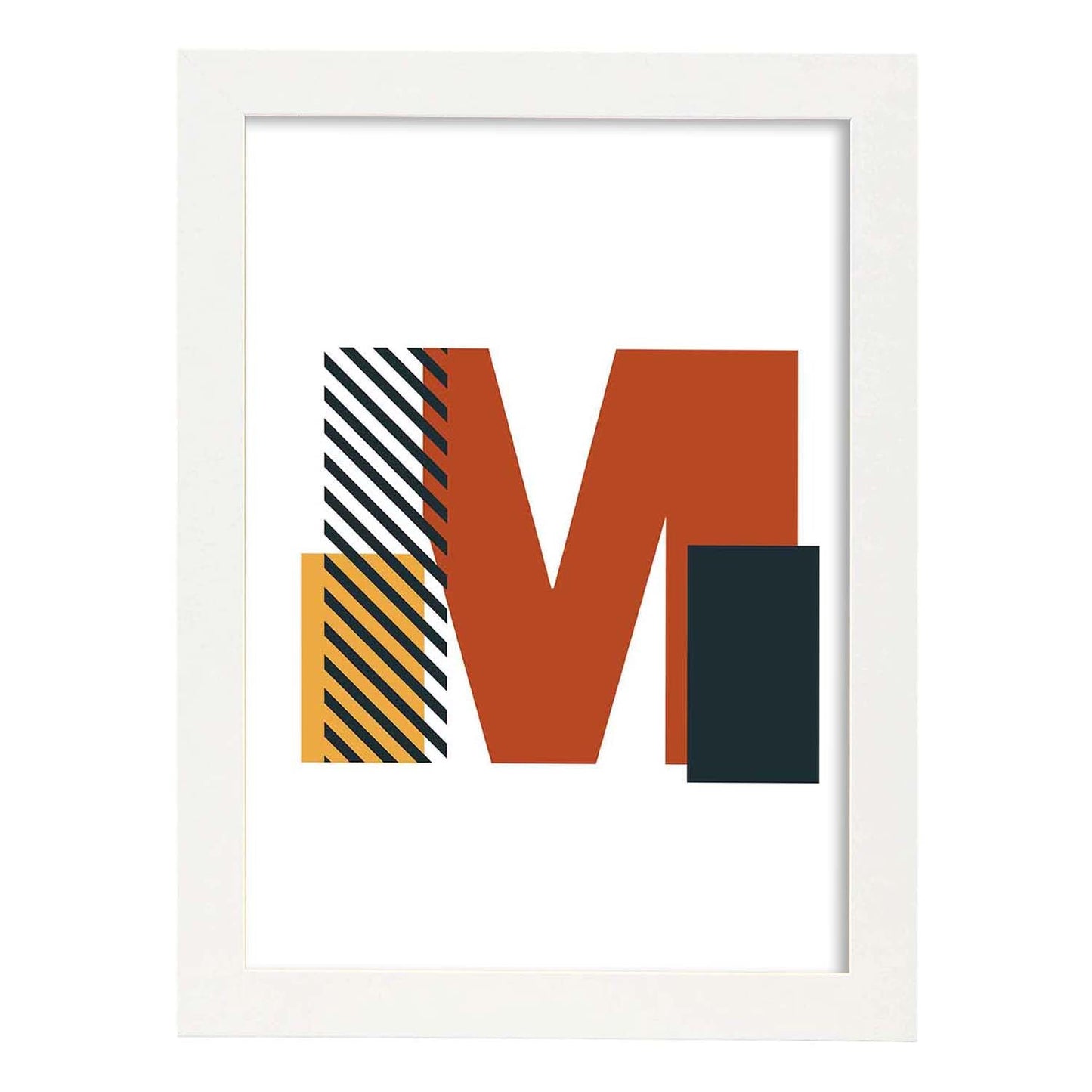 Poster de letra M. Lámina estilo Geometria con imágenes del alfabeto.-Artwork-Nacnic-A3-Marco Blanco-Nacnic Estudio SL
