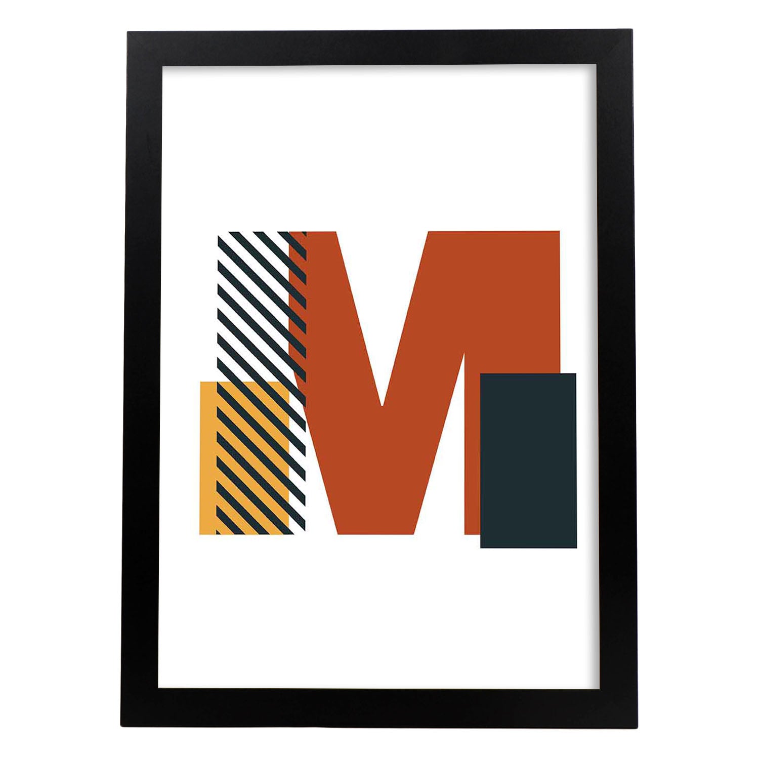 Poster de letra M. Lámina estilo Geometria con imágenes del alfabeto.-Artwork-Nacnic-A3-Marco Negro-Nacnic Estudio SL