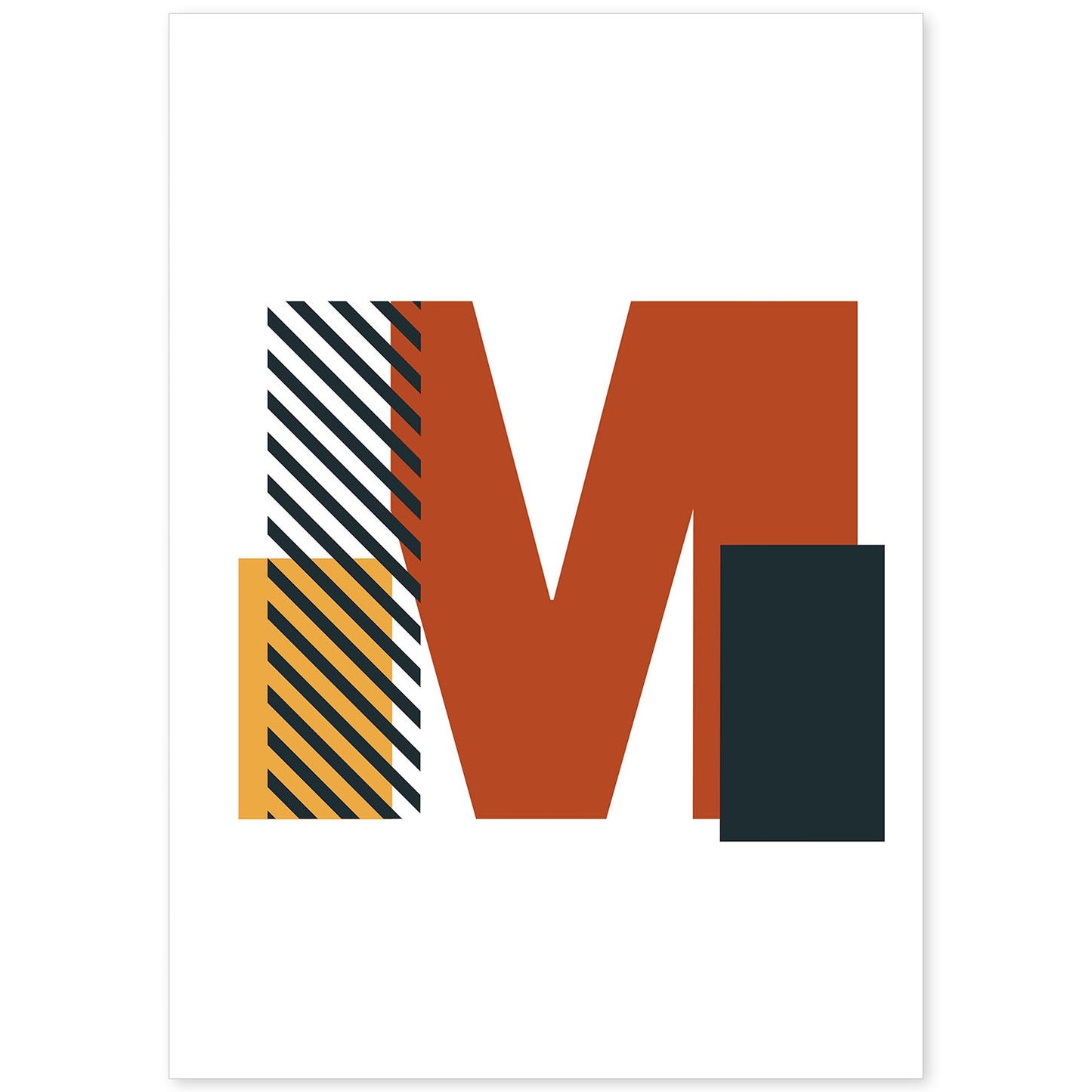 Poster de letra M. Lámina estilo Geometria con imágenes del alfabeto.-Artwork-Nacnic-A4-Sin marco-Nacnic Estudio SL